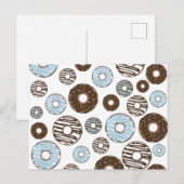 Patroon donuts, blauwe donuts, bruine donuts briefkaart (Voorkant / Achterkant)