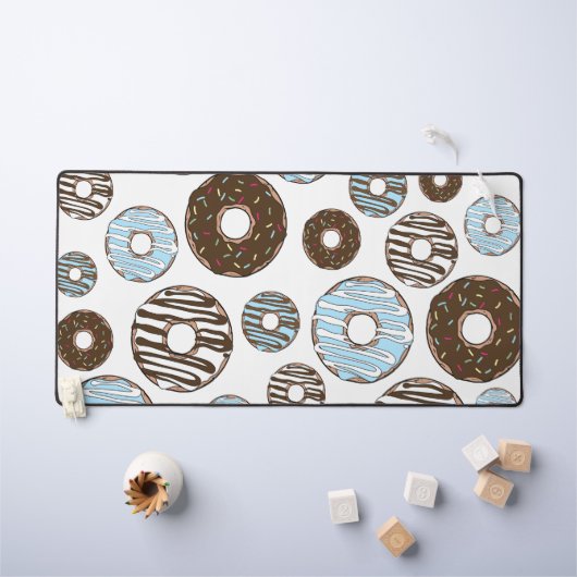 Patroon donuts, blauwe donuts, bruine donuts bureaumat (Kindertafel)
