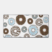 Patroon donuts, blauwe donuts, bruine donuts bureaumat (Voorkant)