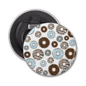 Patroon donuts, blauwe donuts, bruine donuts button flesopener (Voorkant)