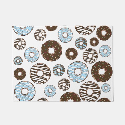 Patroon donuts, blauwe donuts, bruine donuts deurmat (Voorkant)
