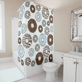 Patroon donuts, blauwe donuts, bruine donuts douchegordijn (In situ)