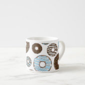 Patroon donuts, blauwe donuts, bruine donuts espresso kop (Voorkant rechts)