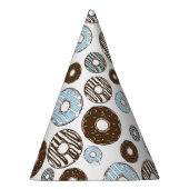 Patroon donuts, blauwe donuts, bruine donuts feesthoedjes (Rechts)