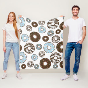 Patroon donuts, blauwe donuts, bruine donuts fleece deken