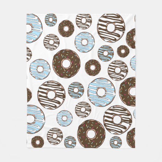 Patroon donuts, blauwe donuts, bruine donuts fleece deken (Voorkant)