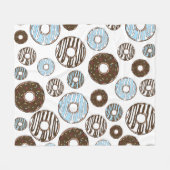 Patroon donuts, blauwe donuts, bruine donuts fleece deken (Voorkant (Horizontaal))