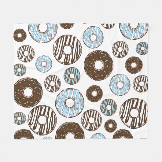 Patroon donuts, blauwe donuts, bruine donuts fleece deken (Voorkant (Horizontaal))