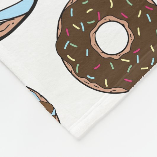 Patroon donuts, blauwe donuts, bruine donuts fleece deken (Hoek)