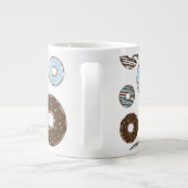 Patroon donuts, blauwe donuts, bruine donuts grote koffiekop (Achterkant)