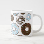 Patroon donuts, blauwe donuts, bruine donuts grote koffiekop (Rechts)