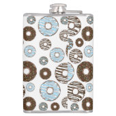 Patroon donuts, blauwe donuts, bruine donuts heupfles (Achterkant)