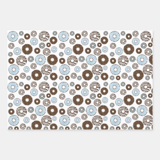 Patroon donuts, blauwe donuts, bruine donuts inpakpapier vel (Voorkant 2)