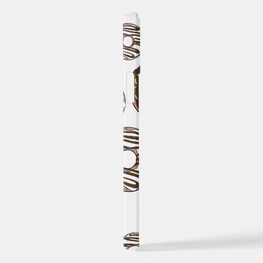 Patroon donuts, blauwe donuts, bruine donuts iPhone hoesje (Rechterkant)