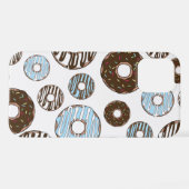 Patroon donuts, blauwe donuts, bruine donuts iPhone hoesje (Achterkant horizontaal)