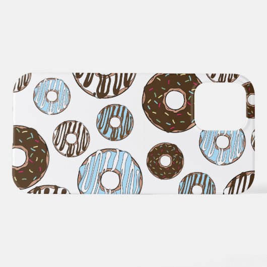 Patroon donuts, blauwe donuts, bruine donuts iPhone hoesje (Achterkant horizontaal)