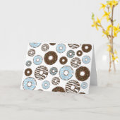 Patroon donuts, blauwe donuts, bruine donuts kaart (Gele Bloem)