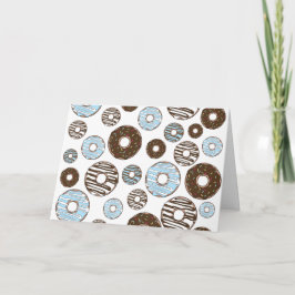 Patroon donuts, blauwe donuts, bruine donuts kaart