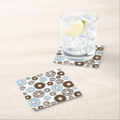 Patroon donuts, blauwe donuts, bruine donuts kartonnen onderzetters (Insitu)