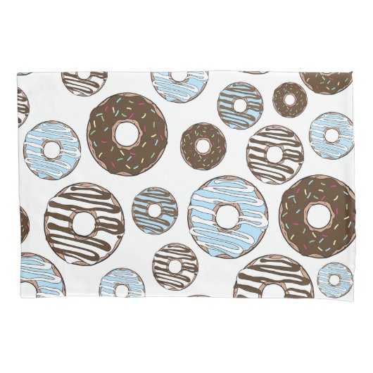 Patroon donuts, blauwe donuts, bruine donuts kussensloop (Voorkant)