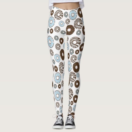 Patroon donuts, blauwe donuts, bruine donuts leggings (Voorkant)