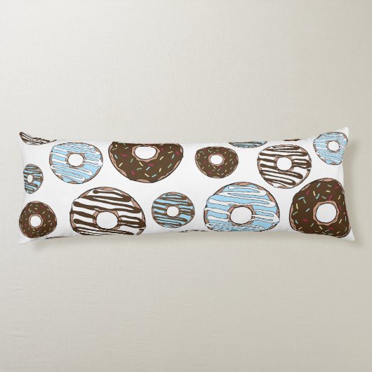 Patroon donuts, blauwe donuts, bruine donuts lichaamskussen (Achterkant)