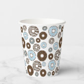 Patroon donuts, blauwe donuts, bruine donuts papieren bekers (Achterkant)