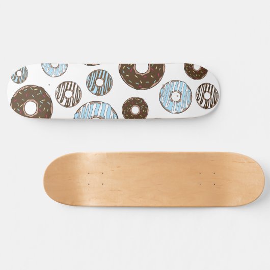 Patroon donuts, blauwe donuts, bruine donuts persoonlijk skateboard (Horizontaal)