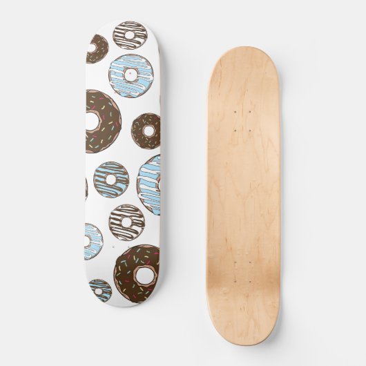 Patroon donuts, blauwe donuts, bruine donuts persoonlijk skateboard (Voorkant)