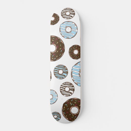 Patroon donuts, blauwe donuts, bruine donuts persoonlijk skateboard (Voorkant)