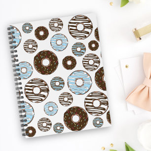 Patroon donuts, blauwe donuts, bruine donuts planner