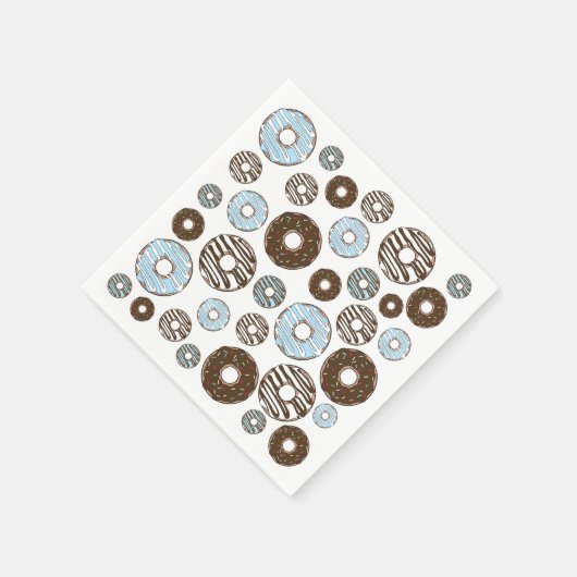 Patroon donuts, blauwe donuts, bruine donuts servet (Hoek)