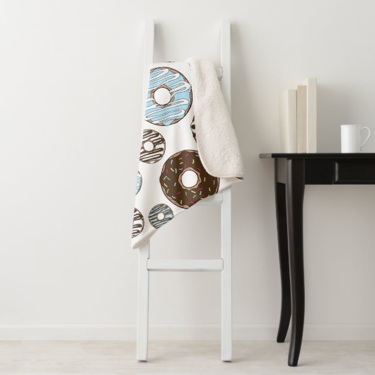 Patroon donuts, blauwe donuts, bruine donuts sherpa deken (In situ)