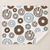 Patroon donuts, blauwe donuts, bruine donuts sherpa deken (Voorkant (horizontaal))