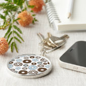 Patroon donuts, blauwe donuts, bruine donuts sleutelhanger (Zijkant)