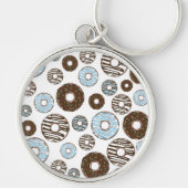 Patroon donuts, blauwe donuts, bruine donuts sleutelhanger (Voorkant)