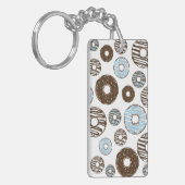 Patroon donuts, blauwe donuts, bruine donuts sleutelhanger (Voorkant Links)