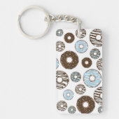 Patroon donuts, blauwe donuts, bruine donuts sleutelhanger (Voorkant)