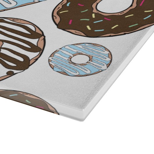 Patroon donuts, blauwe donuts, bruine donuts snijplank (Hoek)