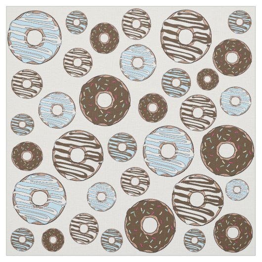 Patroon donuts, blauwe donuts, bruine donuts stof (Swatch)
