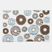 Patroon donuts, blauwe donuts, bruine donuts theedoek (Horizontaal)