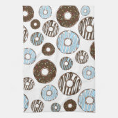 Patroon donuts, blauwe donuts, bruine donuts theedoek (Verticaal)