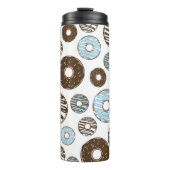 Patroon donuts, blauwe donuts, bruine donuts thermosbeker (Voorkant)