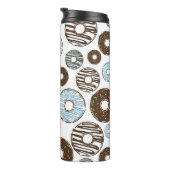 Patroon donuts, blauwe donuts, bruine donuts thermosbeker (Geroteerd rechts)