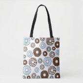 Patroon donuts, blauwe donuts, bruine donuts tote bag (Voorkant)