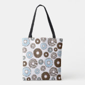 Patroon donuts, blauwe donuts, bruine donuts tote bag (Achterkant)