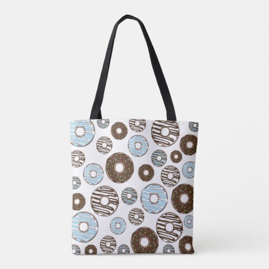 Patroon donuts, blauwe donuts, bruine donuts tote bag (Achterkant)