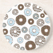 Patroon donuts, blauwe donuts, bruine donuts zandsteen onderzetter (Voorkant)
