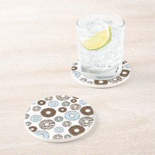 Patroon donuts, blauwe donuts, bruine donuts zandsteen onderzetter