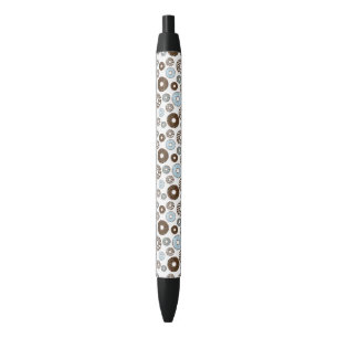 Patroon donuts, blauwe donuts, bruine donuts zwarte inkt pen